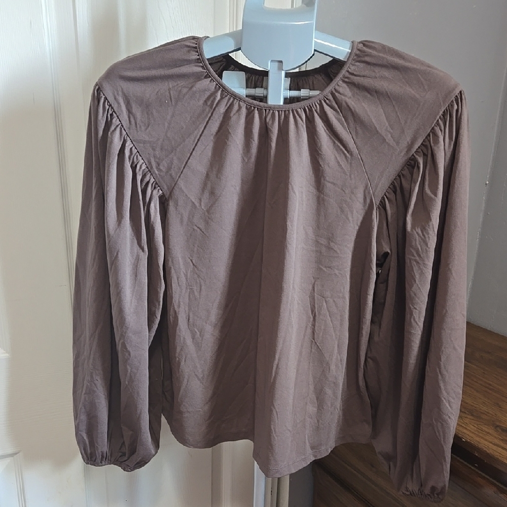 Women's Brown Puff Sleeve Top